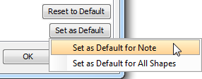 Click Set as Default for Note