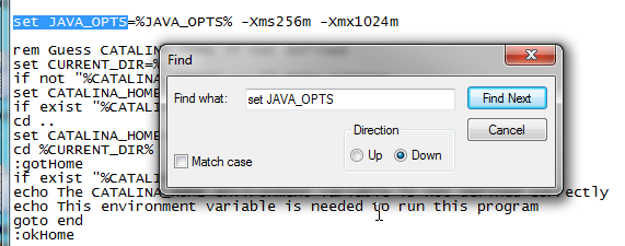 Search for JVM Parameters