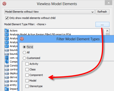 Filter model elements in the list. - Visual Paradigm Know-how
