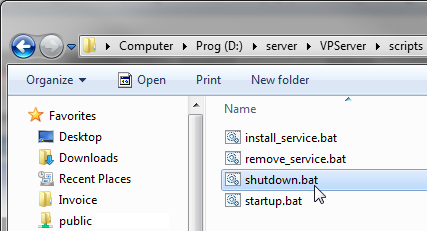 Shutdown VP Server