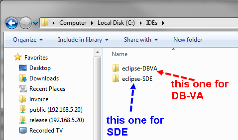 Prepare 2 IDEs for SDE and DB-VA.