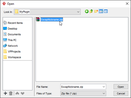 Select the plugin with file chooser
