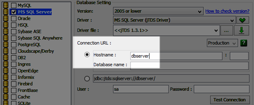 Specify the host name or IP address of SQL Server