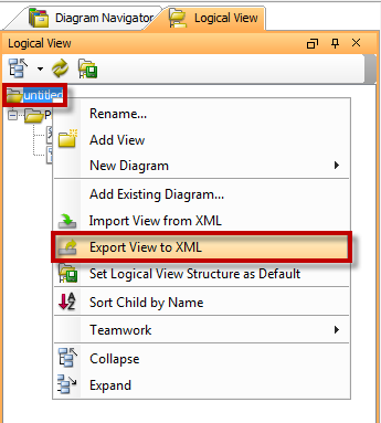 Select to export view to XML