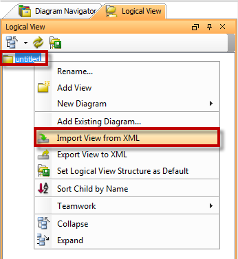 Select to import view from XML