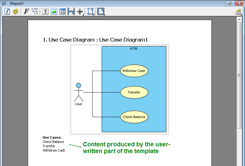 Using the customized report template in Report Composer