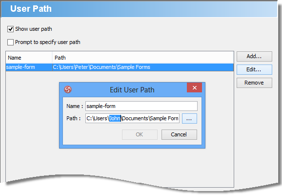 Edit a user path