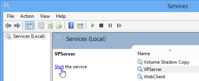 Start VP Server service.