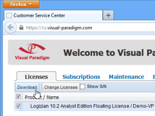 Download floating license key form Customer Service Center