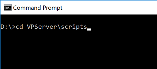 Open command prompt and navigate to scripts folder of VP Server