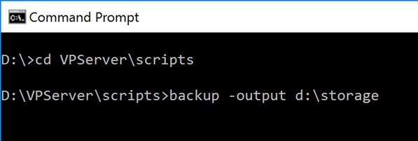 Backup VP Server using backup command