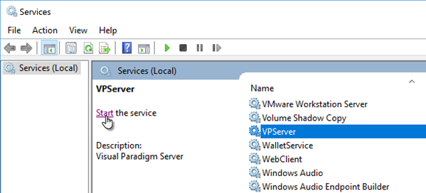 Start VP Server service.