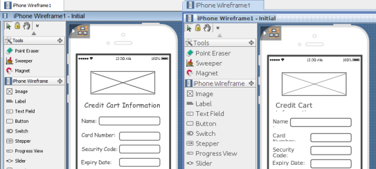 Textual content of wireframe looks differently on MS Windows (left) and Linux (right).