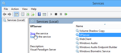 Stop VP Server system service
