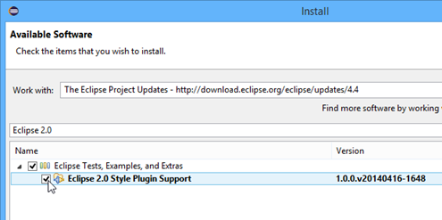 Select Eclipse 2.0 Style Plugin Support