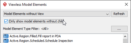 List only model elements without child