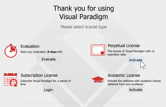 visual paradigm enter license key
