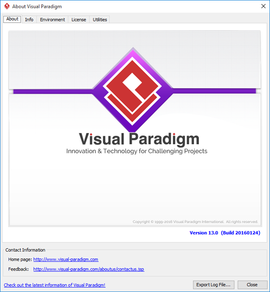 Visual Paradigm Upgraded to latest version