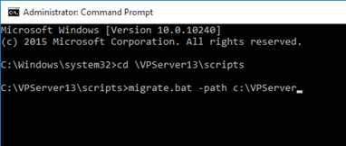 Execute the migrate command with old server in the path parameter