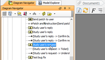 Select the model element (task in our case) in Diagram Navigator of Doc. Composer