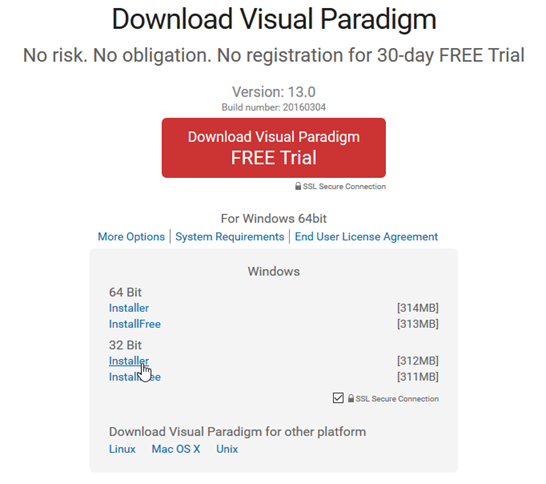 Download 32 bit version of Visual Paradigm