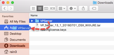 Move the unpacked VP Server to Applications folder