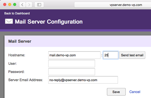 Specify mail server details