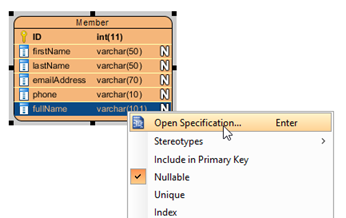 how to add column in visual paradigm