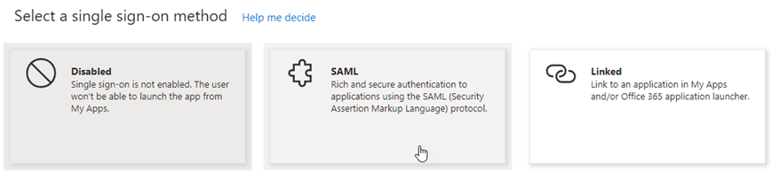 Select SAML as signle sign-on method