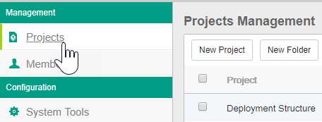 Select Projects tab