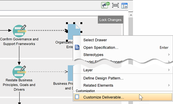 Right click on deliverable to customize it