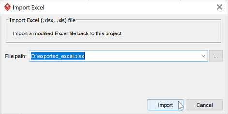 Select Excel file to import