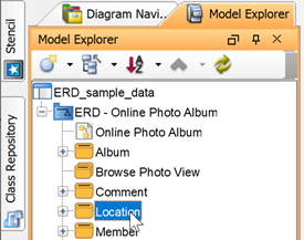 Select Entity in Model Explorer