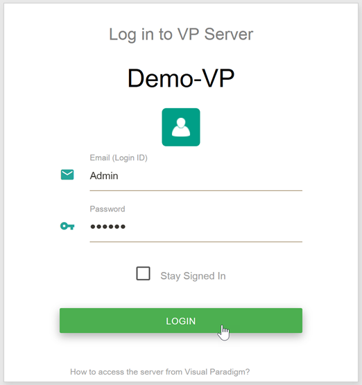Login to VP Server as Admin user