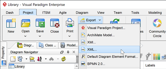 Export project to XML