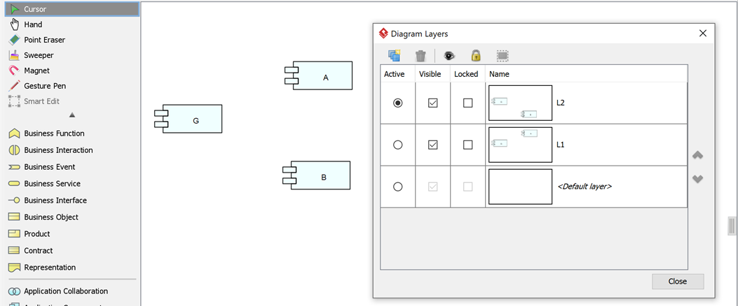 ArchiMate Application Components show in different layers