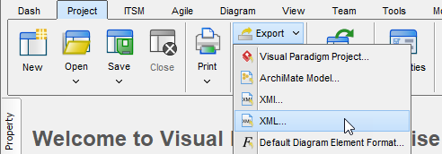 Export project into XML
