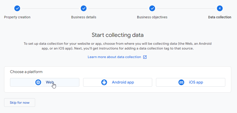 Choose platform for collect data