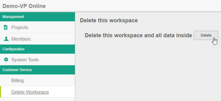 Trigger delete workspace request