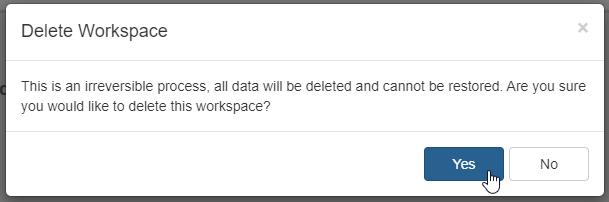 Confirm workspace deletion
