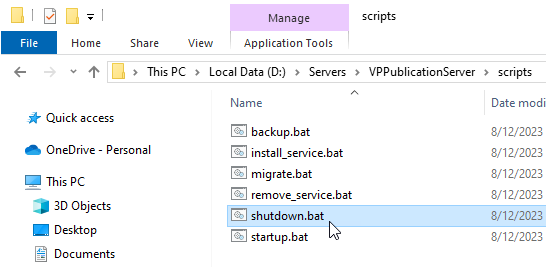 Shutdown Publication Server using script file (for server launch using script)