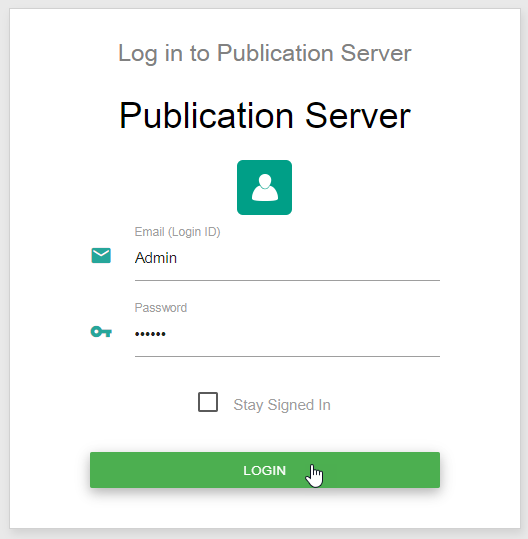 Login to Publication Server as Admin user