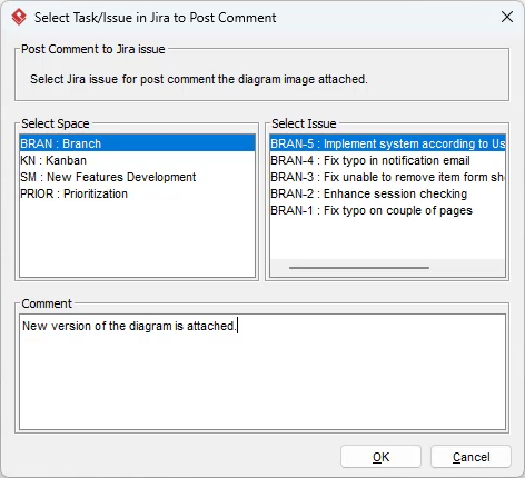 Select Issue and enter comment details